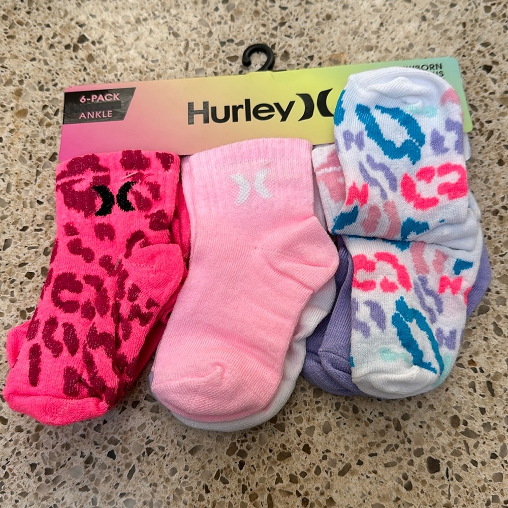 Hurley girls  6 pack ankle socks